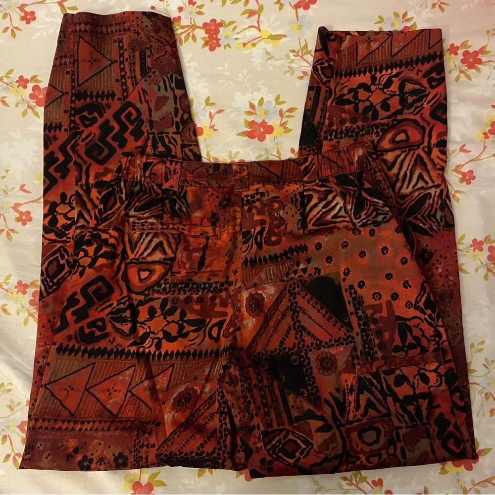 Red Patterned Pants - Picture 3 of 4